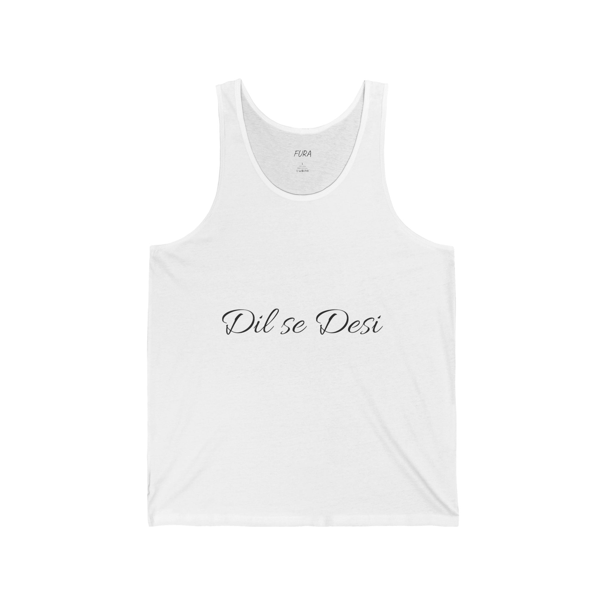 Dil se Desi Tank Top — Minimal Urdu/English Text Summer Vest